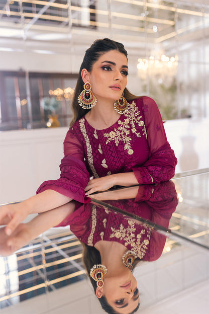 Ensembles By Azure Unstitched 3 Piece Embroidered Chiffon Suit AZU23ESE3 Glooming-Dive - Festive Collection Brand Mafia by Zonash