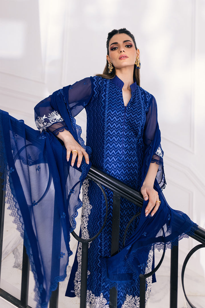 Ensembles By Azure Unstitched 3 Piece Embroidered Chiffon Suit AZU23ESE3 Mellow-Breeze - Festive Collection Brand Mafia by Zonash