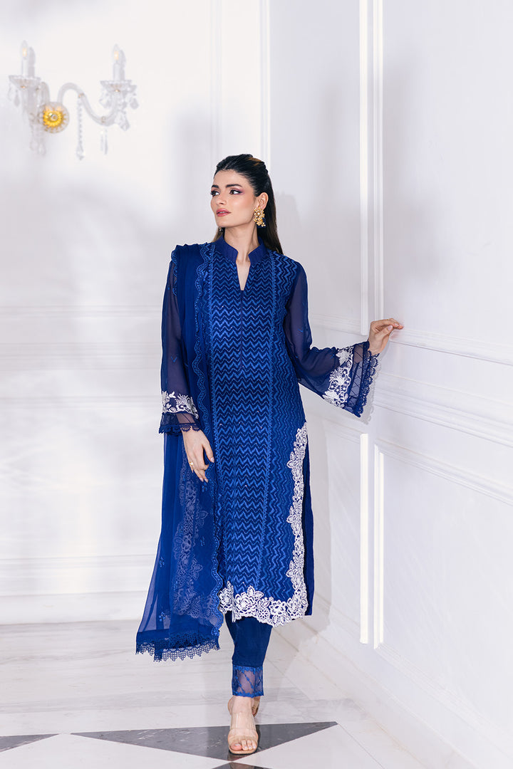 Ensembles By Azure Unstitched 3 Piece Embroidered Chiffon Suit AZU23ESE3 Mellow-Breeze - Festive Collection Brand Mafia by Zonash