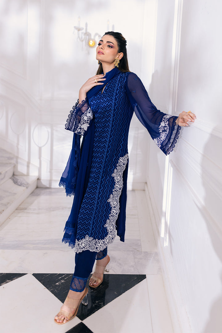 Ensembles By Azure Unstitched 3 Piece Embroidered Chiffon Suit AZU23ESE3 Mellow-Breeze - Festive Collection Brand Mafia by Zonash