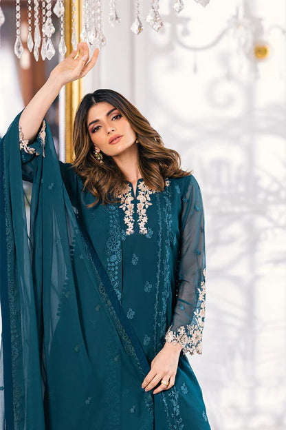 Ensembles By Azure Unstitched 3 Piece Embroidered Chiffon Suit AZU23ESE3 Sea-Weed - Festive Collection Brand Mafia by Zonash