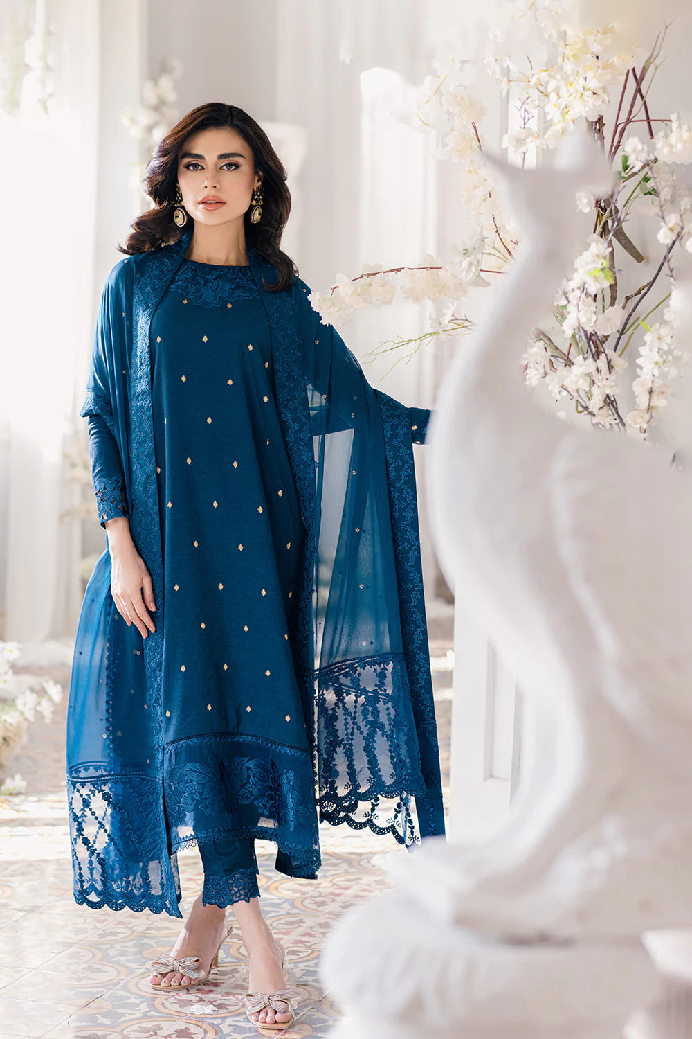 Ensembles by Azure Unstitched 3 Piece Jacquard Lawn Suit AZ24EJ ABES061 Aegean Breeze - Festive Collection Brand Mafia by Zonash