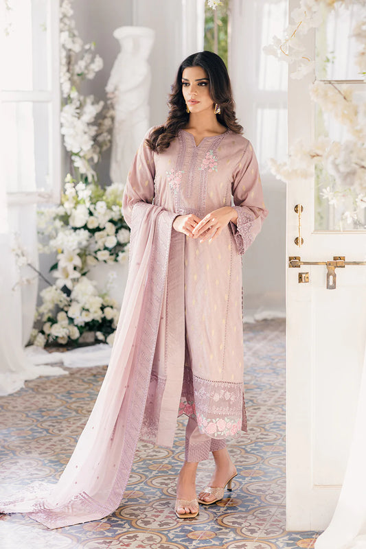 Ensembles by Azure Unstitched 3 Piece Jacquard Lawn Suit AZ24EJ VMES060 Vintage Mauve - Festive Collection Brand Mafia by Zonash