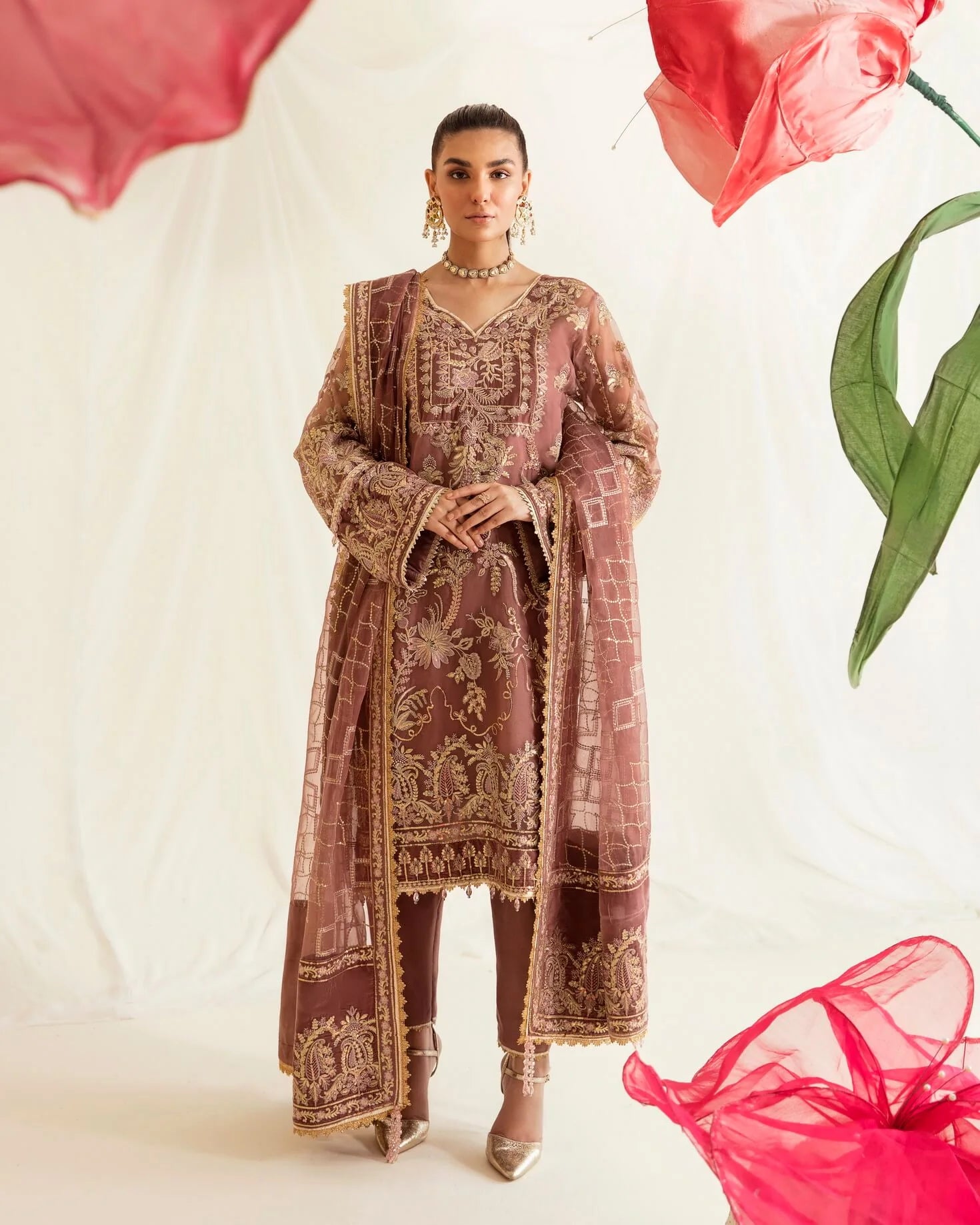 Fleur De Lis by Ayzel Unstitched 3 Piece Embroidered Chiffon Suit AAF23FL 04 Osmose - Luxury Collection Brand Mafia by Zonash