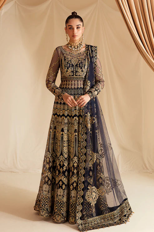 Fleur De Lis by Ayzel Unstitched 3 Piece Embroidered Chiffon Suit AAF23FL 05 Bluebella - Luxury Collection Brand Mafia by Zonash