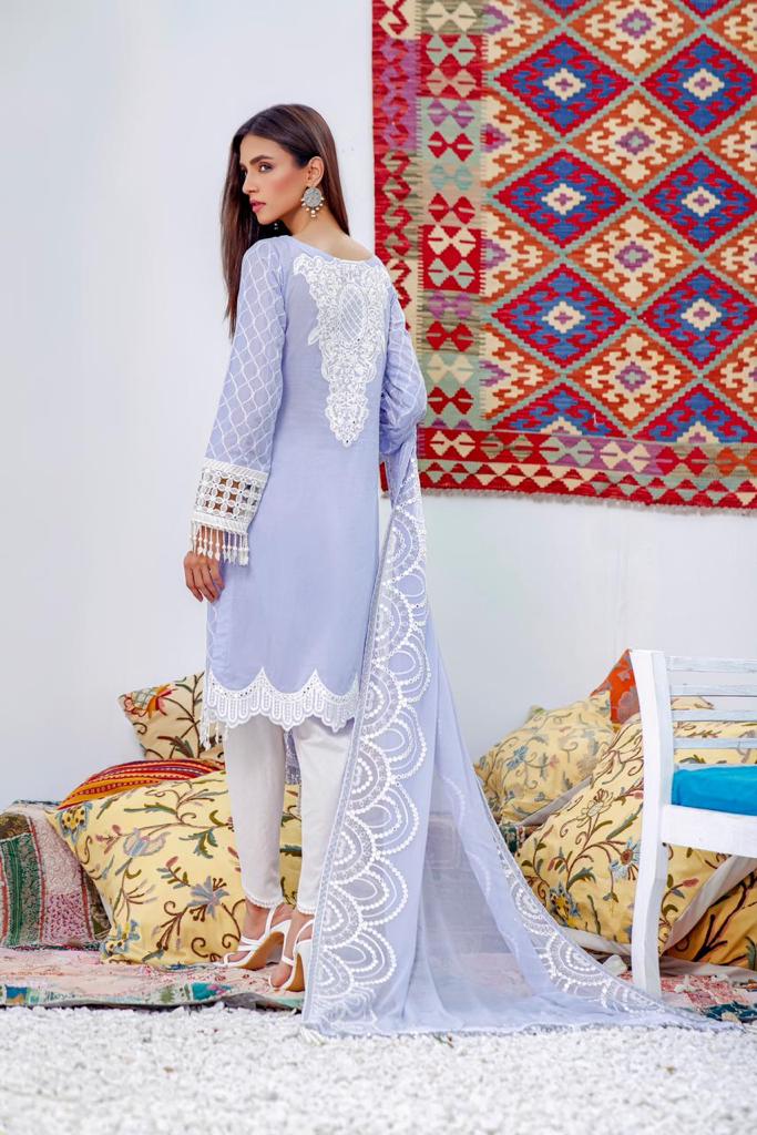 Ghazal By HadiaEman Unstitched 3 Piece Embroidered Chikankari Lawn Suit SDF-HE-Purple - Summer Collection