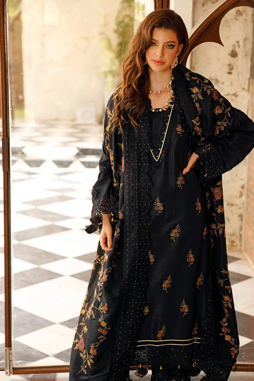 Gul Ahmed 2Pc Embroidered Raw Silk Unstitched Suits RW-22001 - Winter Collection Brand Mafia by Zonash