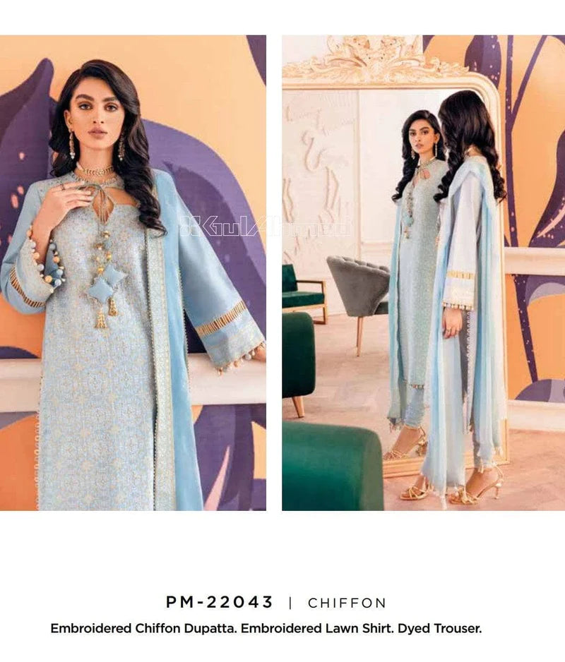 Gul Ahmed Premium 3Pc Embroidered Lawn Suit PM-22043 Brand Mafia by Zonash