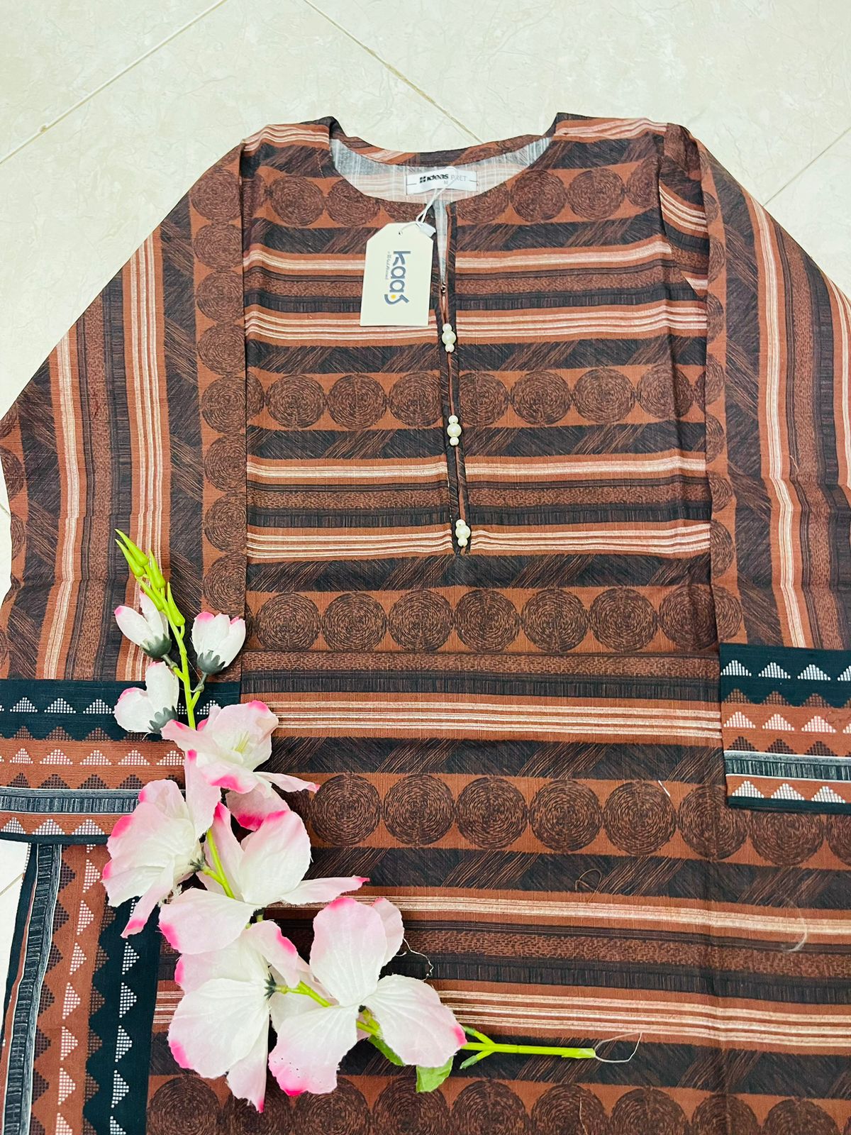 Gul Ahmed - Stitched Kaaj Pretwear Khaddar Shirt- GA-S08 - Summer Collection Brand Mafia by Zonash