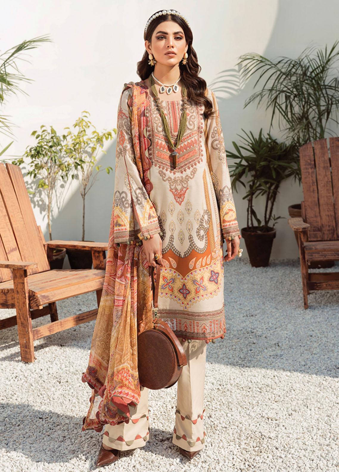 Gulaal Unstitched 3 Piece Embroidered Lawn Suit GL22L-1 DUNE (12) - Summer Collection Brand Mafia by Zonash