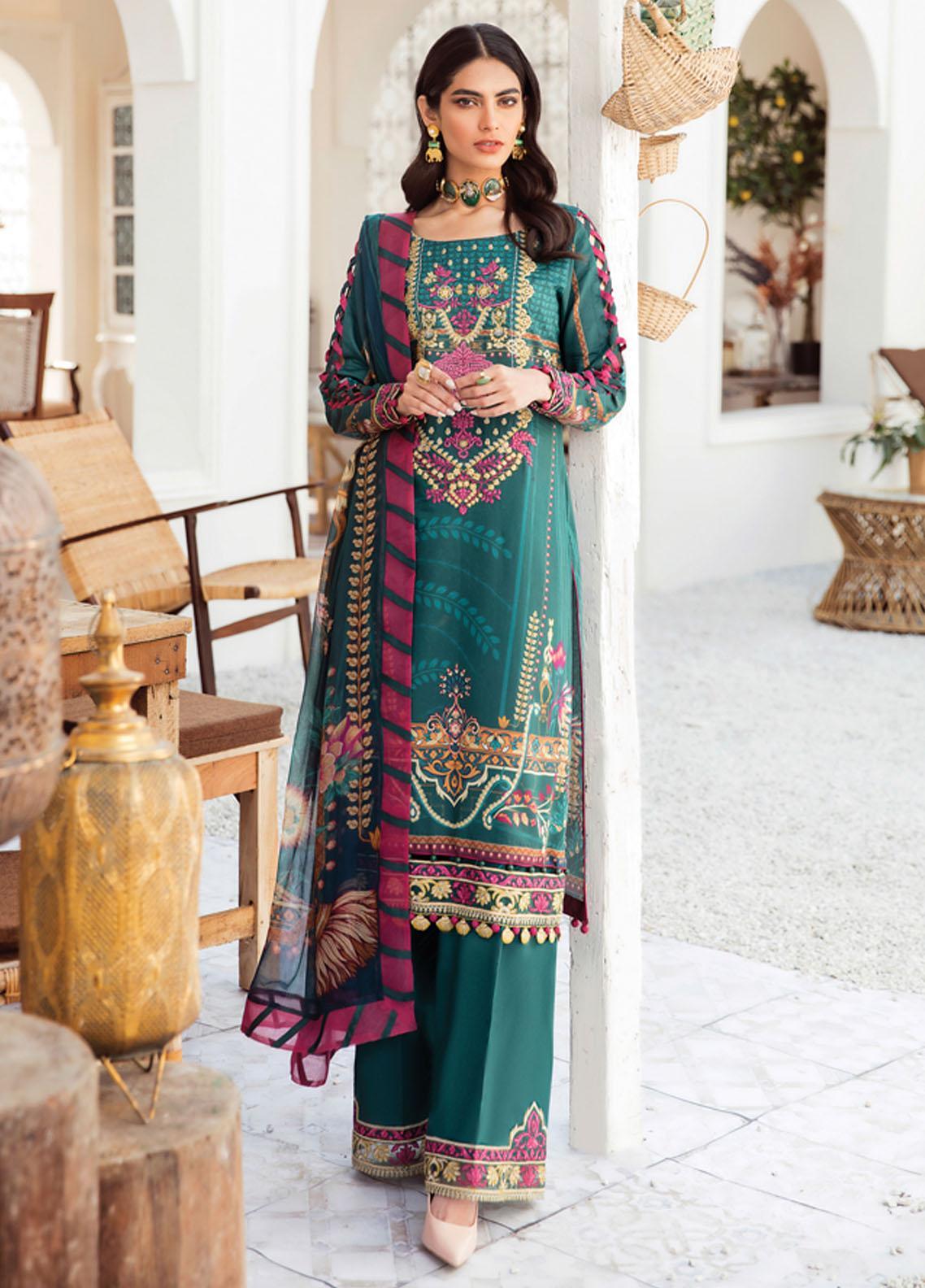 Gulaal Unstitched 3 Piece Embroidered Lawn Suit GL22L-1 JADE (01) - Summer Collection Brand Mafia by Zonash