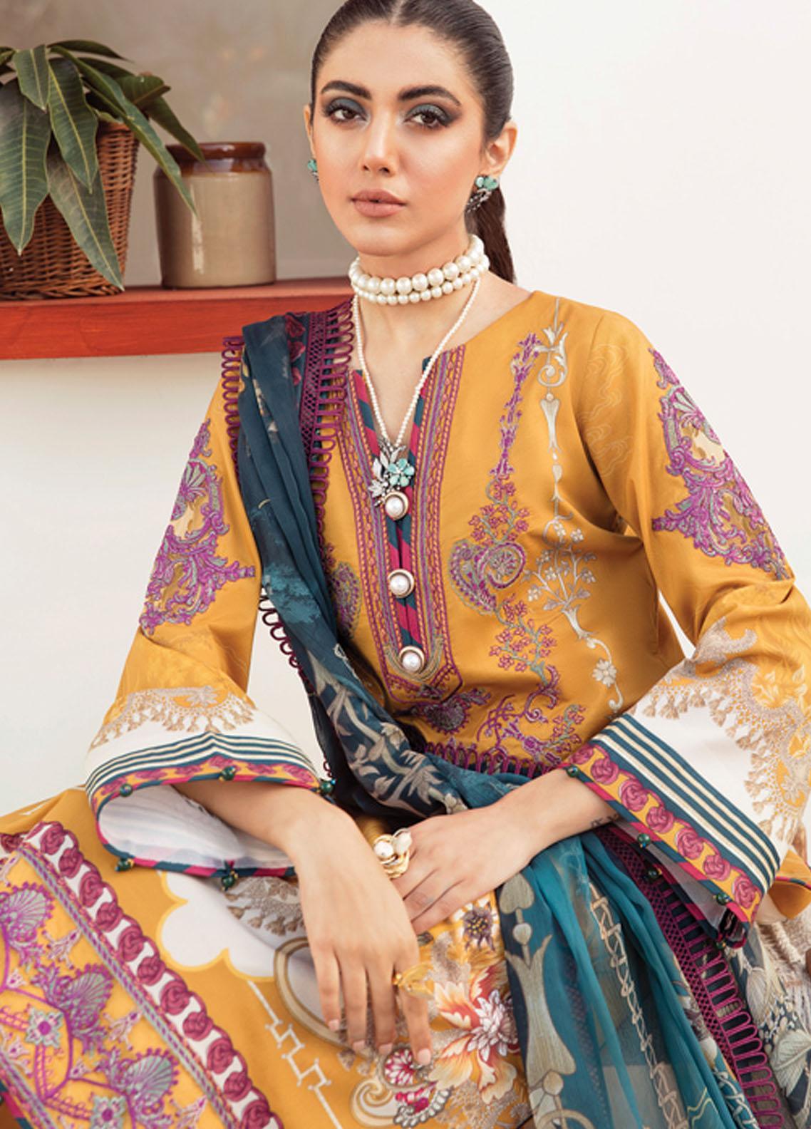 Gulaal Unstitched 3 Piece Embroidered Lawn Suit GL22L-1 LILIANA (02) - Summer Collection Brand Mafia by Zonash