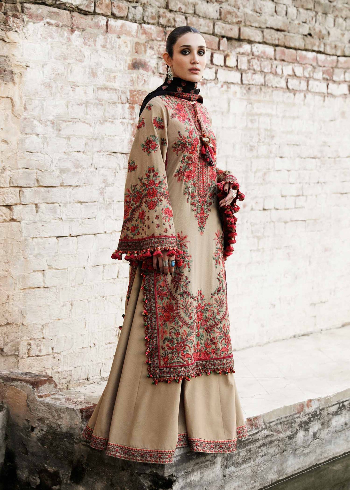 Hussain Rehar Unstitched 3 Piece Embroidered Karandi Suit HR23EKW - Sahara - Winter Collection Brand Mafia by Zonash