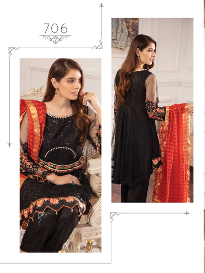 Inara Unstitched 3 Piece Embroidered Net Suit - 21 – 706 - Luxury Collection Brand Mafia by Zonash