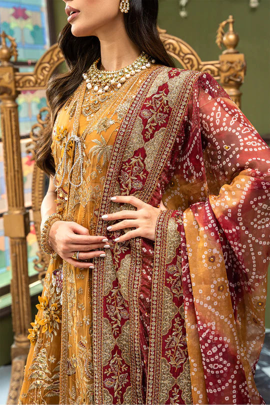 Jhoomro By Nureh Unstitched 4 Piece Embroidered Chiffon Suit NUJH23 NL-52 Zawiya - Luxury Formal Collection Brand Mafia by Zonash