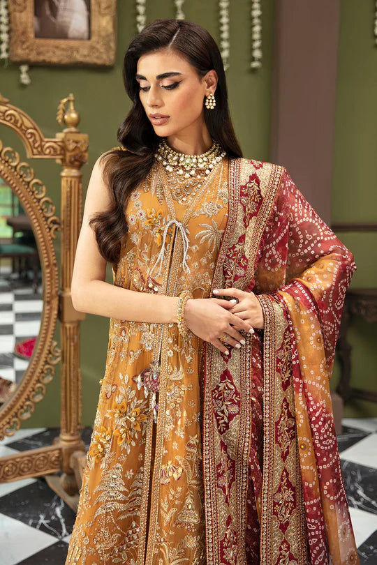 Jhoomro By Nureh Unstitched 4 Piece Embroidered Chiffon Suit NUJH23 NL-52 Zawiya - Luxury Formal Collection Brand Mafia by Zonash