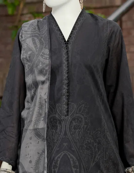 Junaid Jamshed Unstitched 3 Piece Printed Lawn Suit JLAWN-S-23-513 - BLACK - Festive Collection Brand Mafia by Zonash