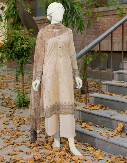 Junaid Jamshed Unstitched 3 Piece Printed Lawn Suit JLAWN-S-23-514 - BEIGE - Festive Collection Brand Mafia by Zonash