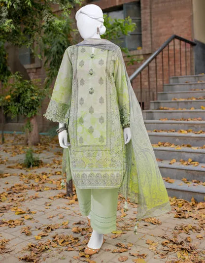 Junaid Jamshed Unstitched 3 Piece Printed Lawn Suit JLAWN-S-23-515 - Green- Festive Collection