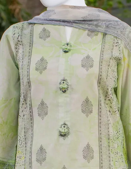 Junaid Jamshed Unstitched 3 Piece Printed Lawn Suit JLAWN-S-23-515 - Green- Festive Collection