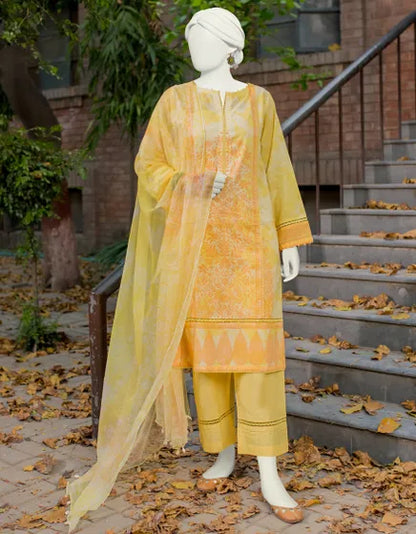 Junaid Jamshed Unstitched 3 Piece Printed Lawn Suit JLAWN-S-23-516 - YELLOW - Festive Collection