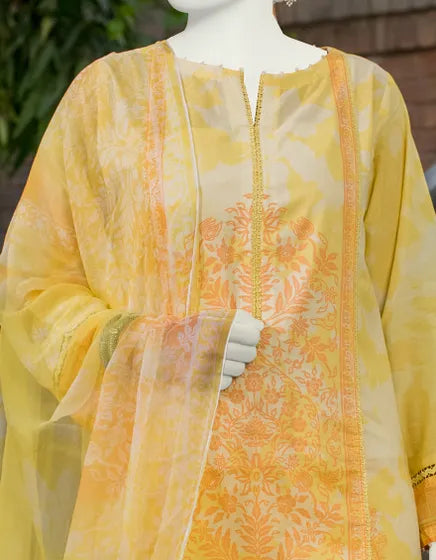 Junaid Jamshed Unstitched 3 Piece Printed Lawn Suit JLAWN-S-23-516 - YELLOW - Festive Collection