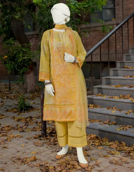 Junaid Jamshed Unstitched 3 Piece Printed Lawn Suit JLAWN-S-23-516 - YELLOW - Festive Collection