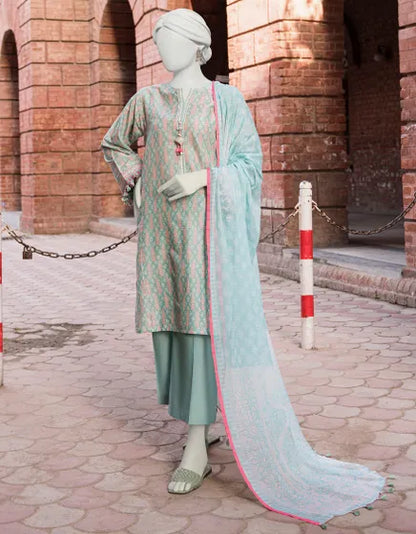 Junaid Jamshed Unstitched 3 Piece Printed Lawn Suit JLAWN-S-23-519 - Green- Festive Collection