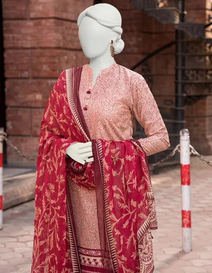 Junaid Jamshed Unstitched 3 Piece Printed Lawn Suit JLAWN-S-23-524 - BEIGE - Festive Collection