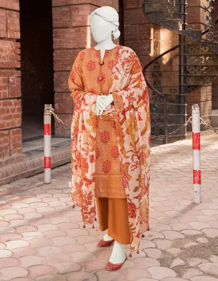 Junaid Jamshed Unstitched 3 Piece Printed Lawn Suit JLAWN-S-23-526 - Multicolor - Festive Collection