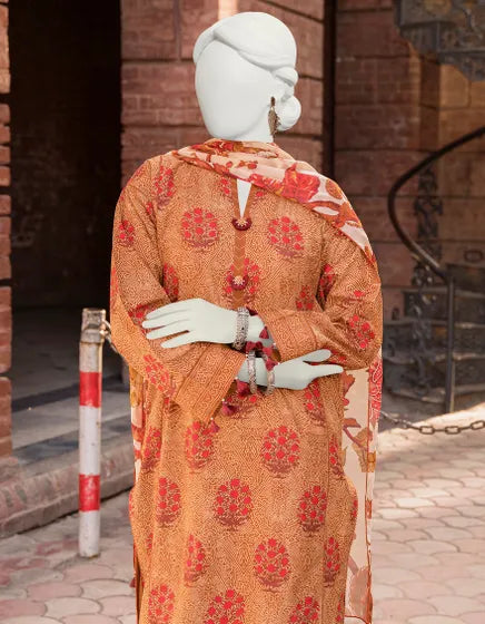 Junaid Jamshed Unstitched 3 Piece Printed Lawn Suit JLAWN-S-23-526 - Multicolor - Festive Collection