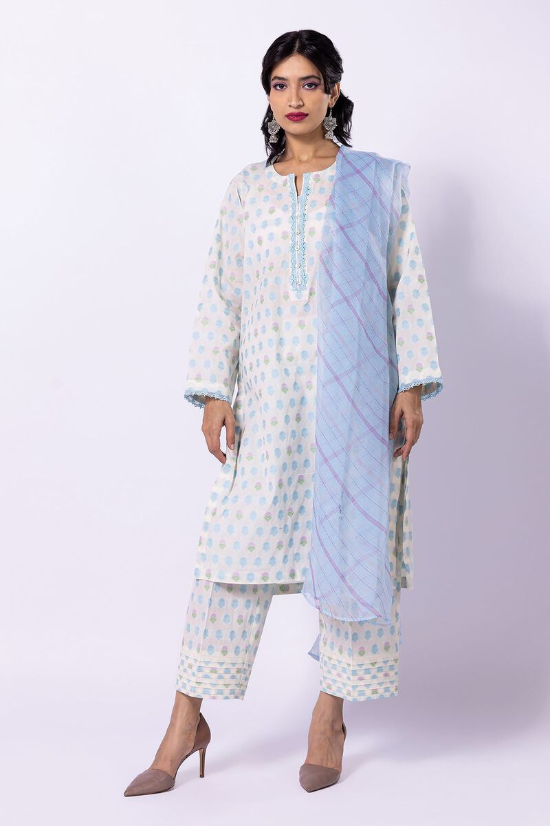 Khaadi Unstitched 3 Piece Embroidered Jacquard Suit - Vol 1 - AJ22303 - White Spring - Summer Lawn Brand Mafia by Zonash