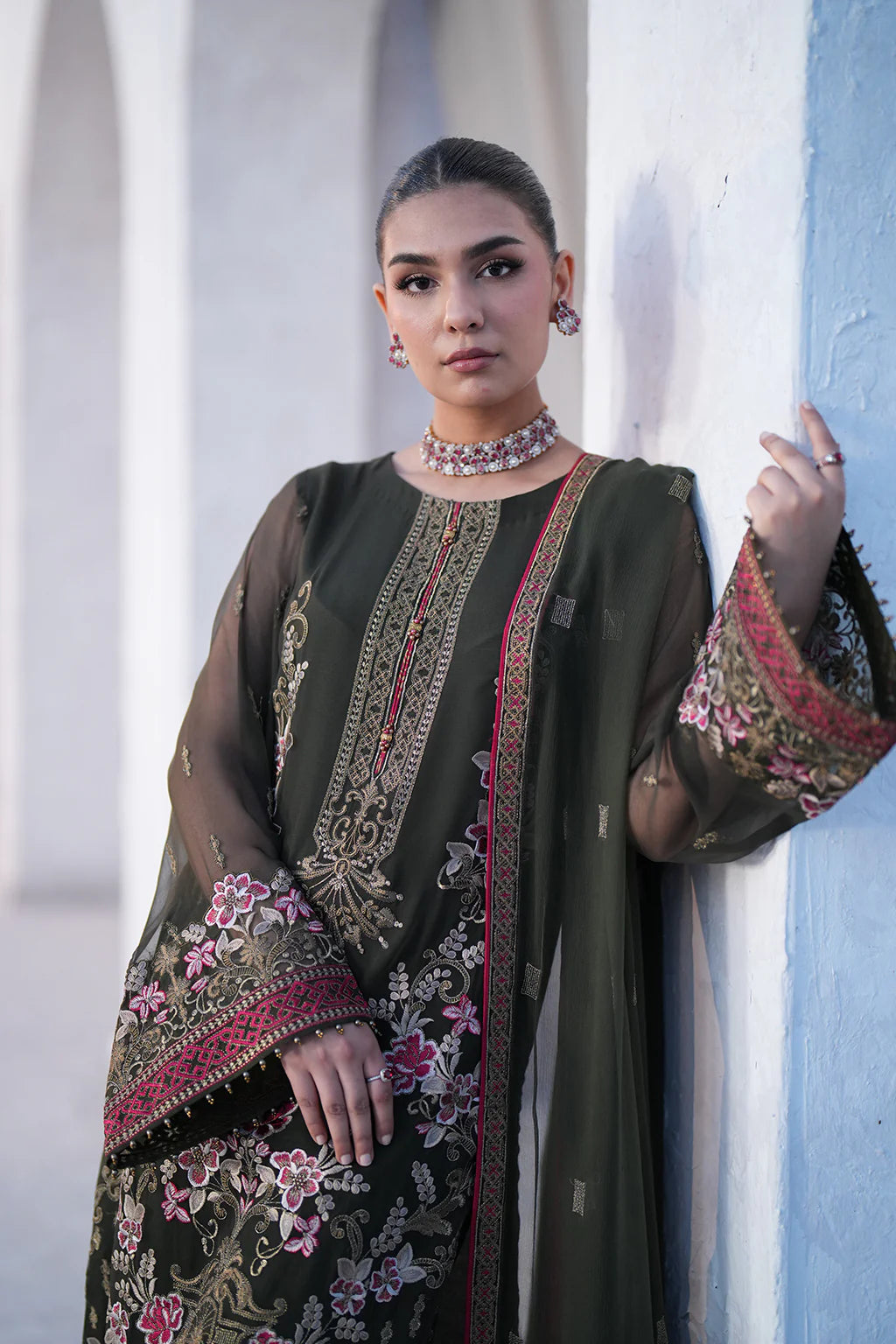 Kuch Khas By Flossie Unstitched 3 Piece Embroidered Chiffon Suit FL24K K-1504 RAHA - Luxury Collection Brand Mafia by Zonash