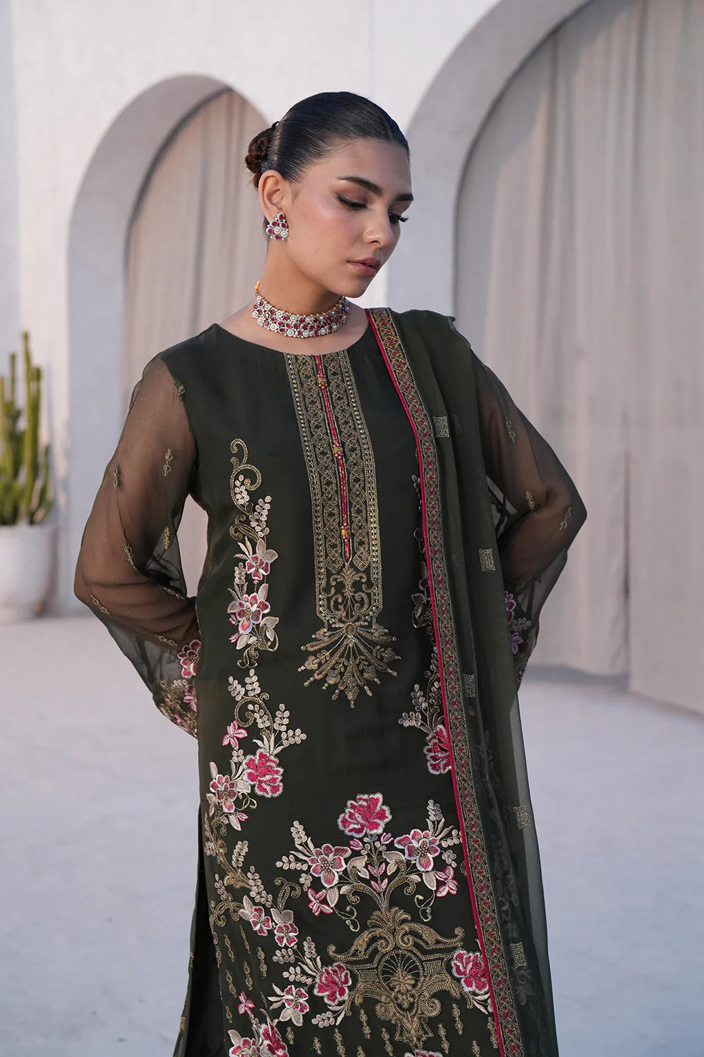 Kuch Khas By Flossie Unstitched 3 Piece Embroidered Chiffon Suit FL24K K-1504 RAHA - Luxury Collection Brand Mafia by Zonash