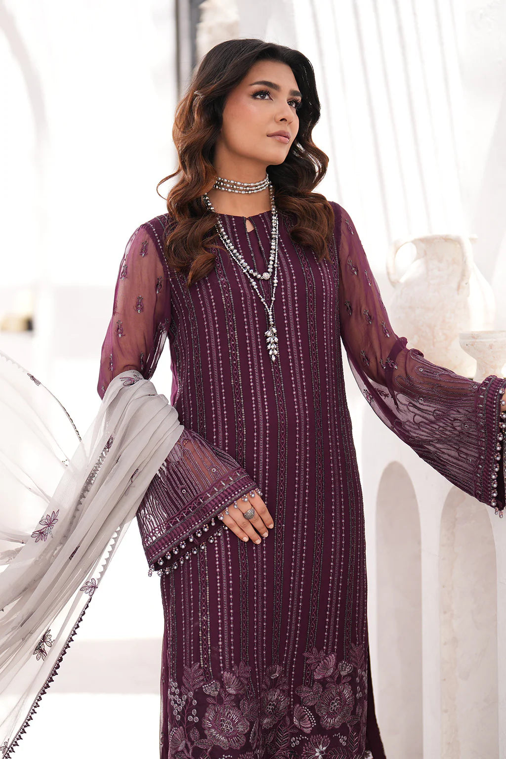 Kuch Khas By Flossie Unstitched 3 Piece Embroidered Chiffon Suit FL24K K-1509 CLAIRE- Luxury Collection Brand Mafia by Zonash