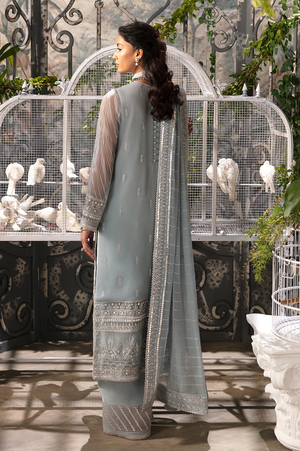 La Fuchsia By Afrozeh Unstitched 3 Piece Embroidered Chiffon Suit D-01 Coraline - Wedding Collection