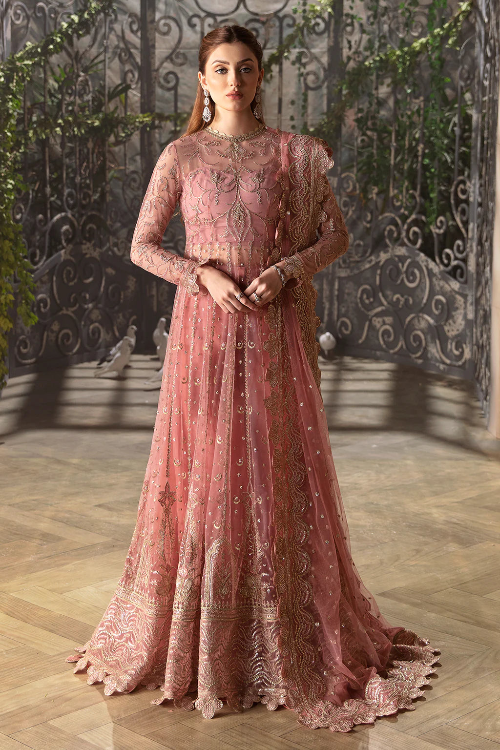 La Fuchsia By Afrozeh Unstitched 3 Piece Embroidered Net Suit AF24LF D-07 Rosa - Wedding Collection Brand Mafia by Zonash