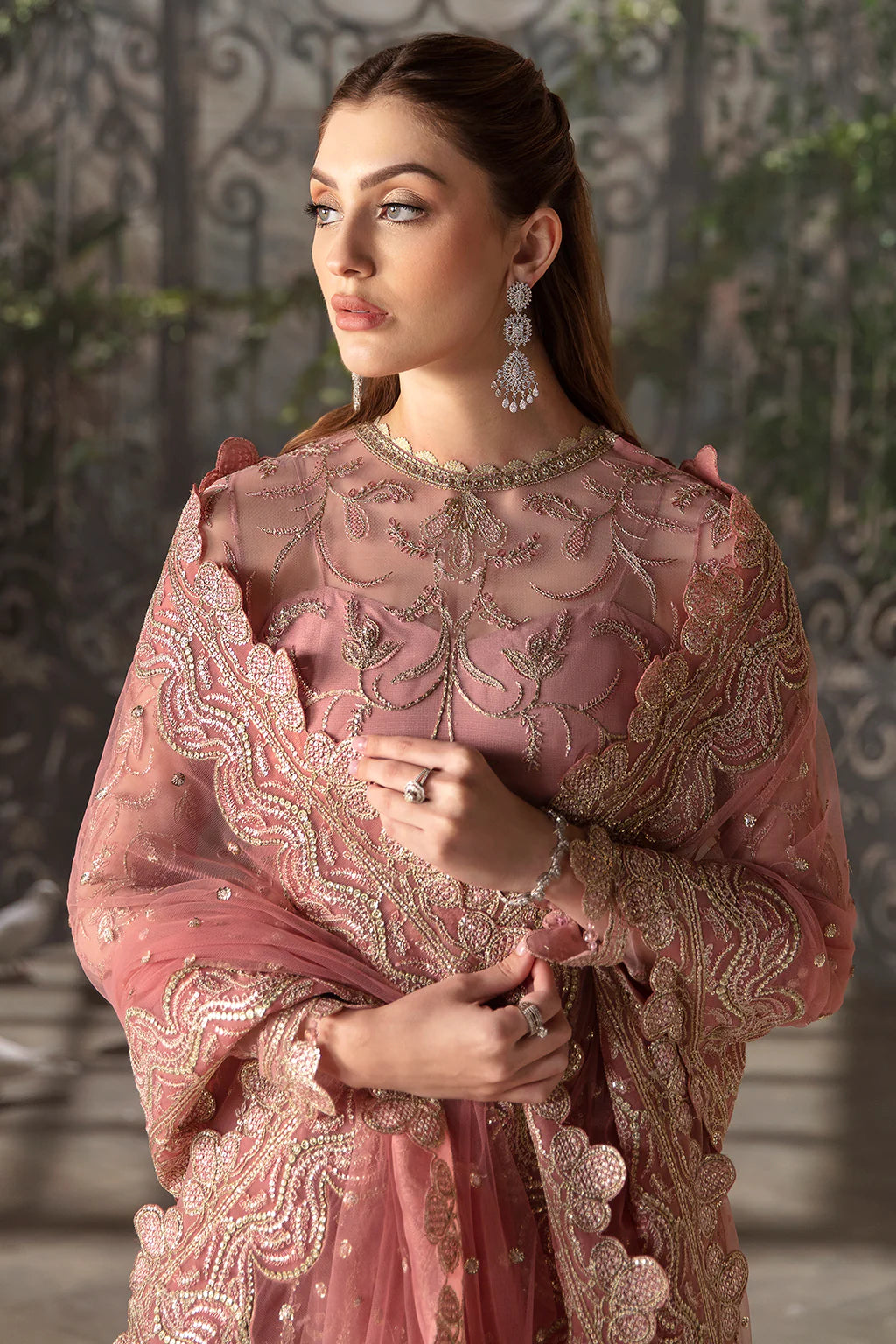 La Fuchsia By Afrozeh Unstitched 3 Piece Embroidered Net Suit AF24LF D-07 Rosa - Wedding Collection Brand Mafia by Zonash