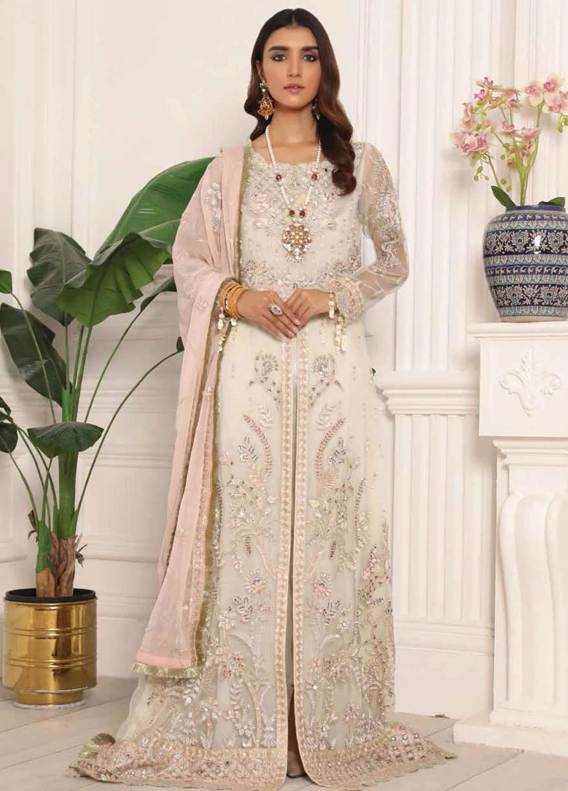 Lamour by Emaan Adeel Unstitched 3 Piece Embroidered Net Suit LCEA21 LR-02 - Luxury Collection Brand Mafia by Zonash