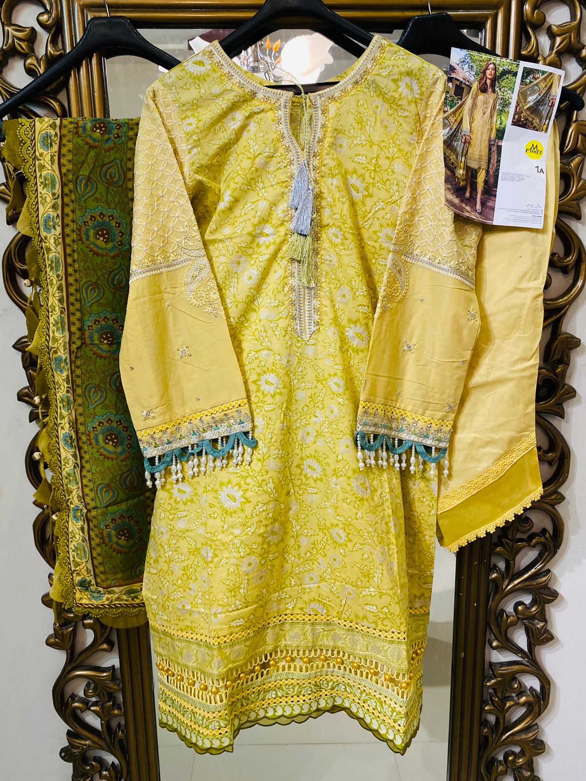 M Prints By Maria B Stitched 3 Piece Embroidered Lawn Suits - 1A - Luxury Lawn Collection Brand Mafia by Zonash