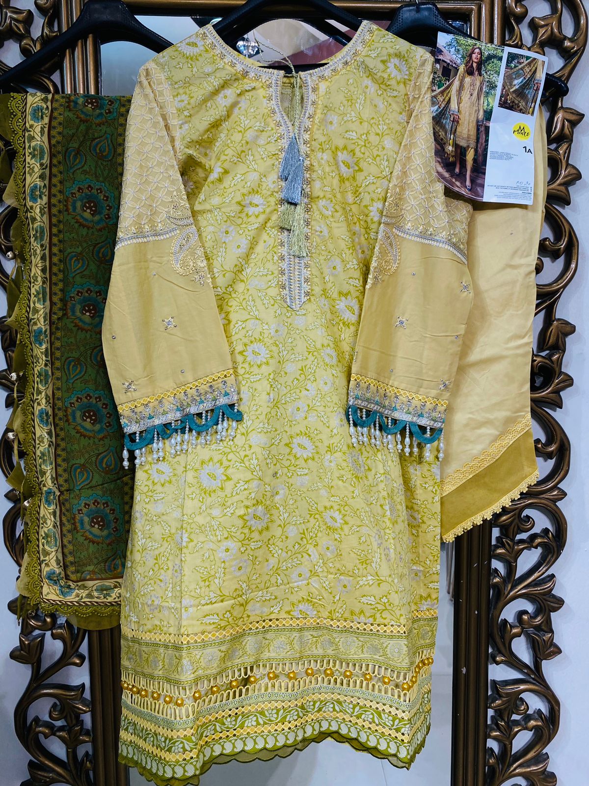 M Prints By Maria B Stitched 3 Piece Embroidered Lawn Suits - 1A - Luxury Lawn Collection Brand Mafia by Zonash