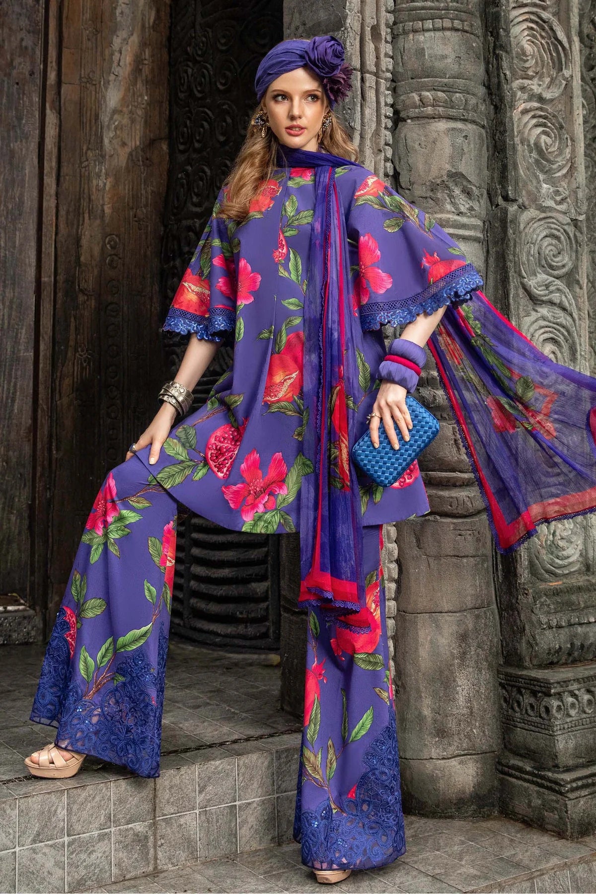 M Prints By Maria B Unstitched 3 Piece Embroidered Lawn Suits 3B - Eid Collection Brand Mafia by Zonash