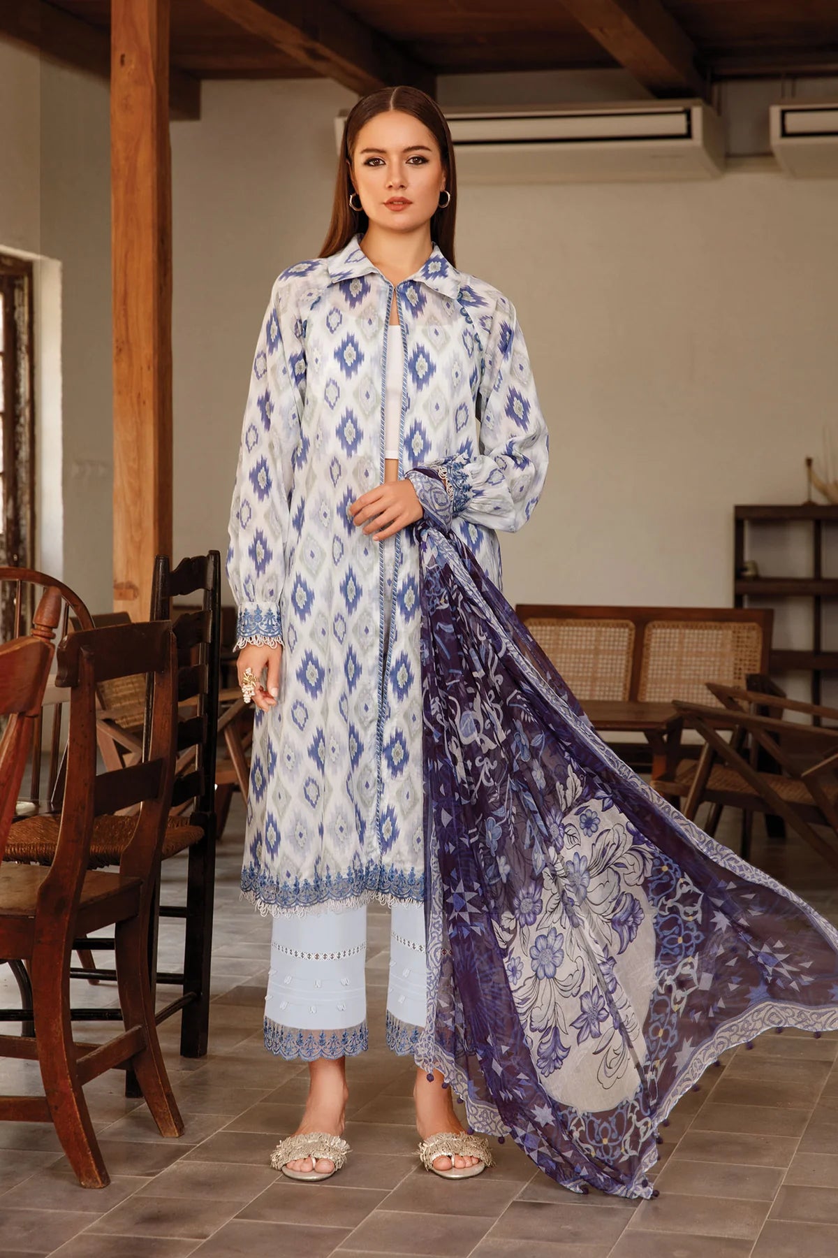 MARIA B – MBasics Unstitched Suit | Blue MB-US23-11-A Brand Mafia by Zonash