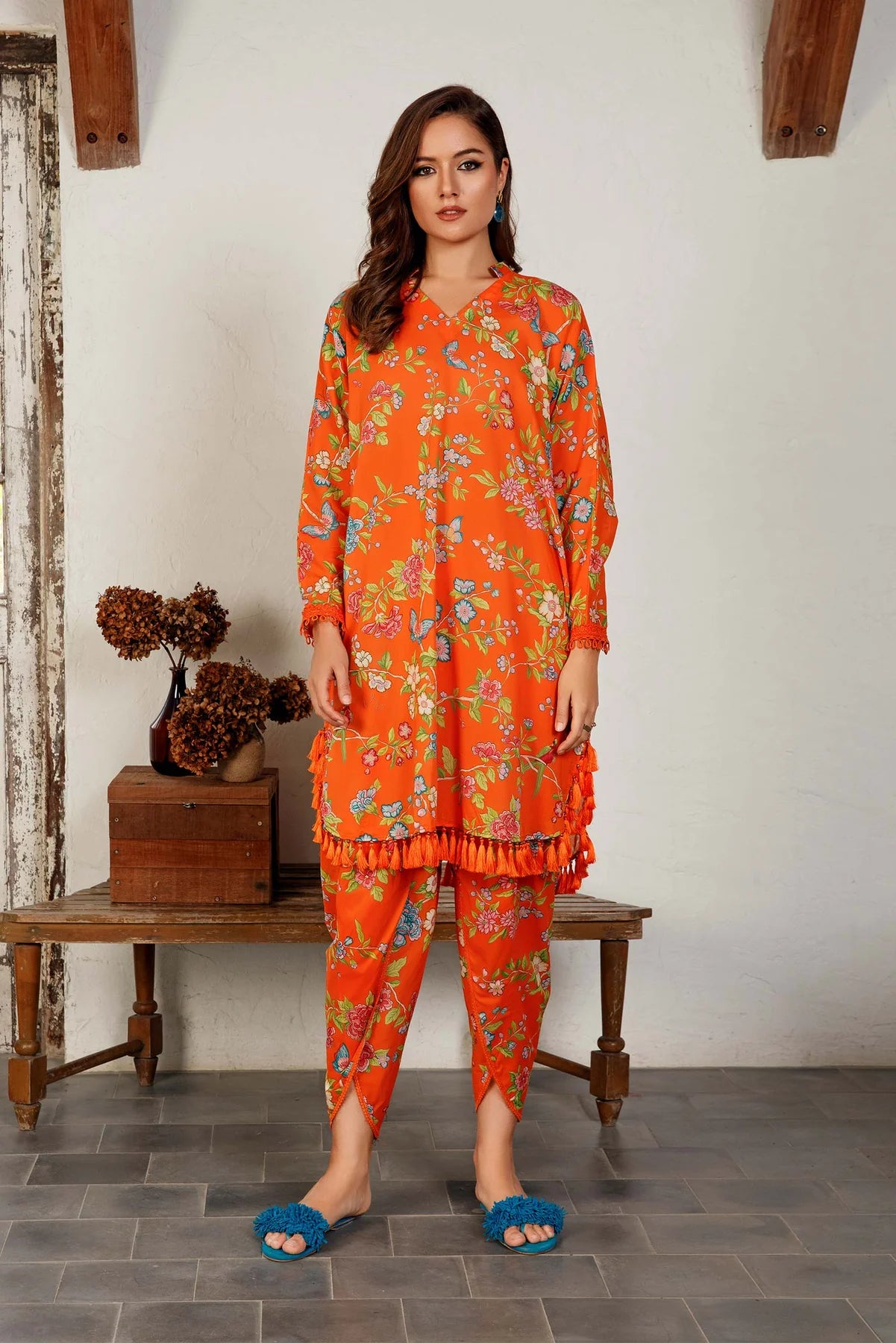 MARIA B – MBasics Unstitched Suit | Orange MB-US23-01-A Brand Mafia by Zonash