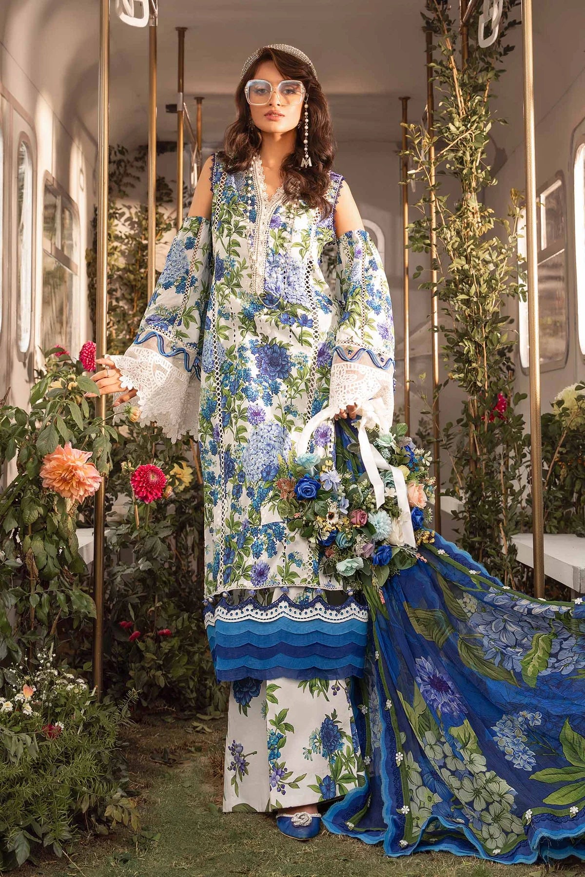 MPrints by Maria B Unstitched 3 Piece Embroidered Lawn Suit MB24P 2B - Summer Collection - Brand Mafia by Zonash