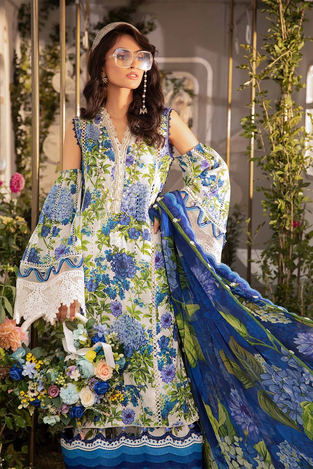 MPrints by Maria B Unstitched 3 Piece Embroidered Lawn Suit MB24P 2B - Summer Collection - Brand Mafia by Zonash