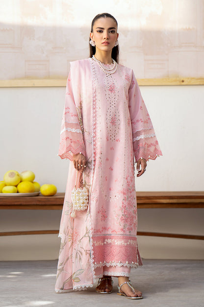 Saad Shaikh Unstitched 3 Piece Embroidered Lawn Suit SSK24E - PINK OASIS - Festive Collection - Brand Mafia by Zonash