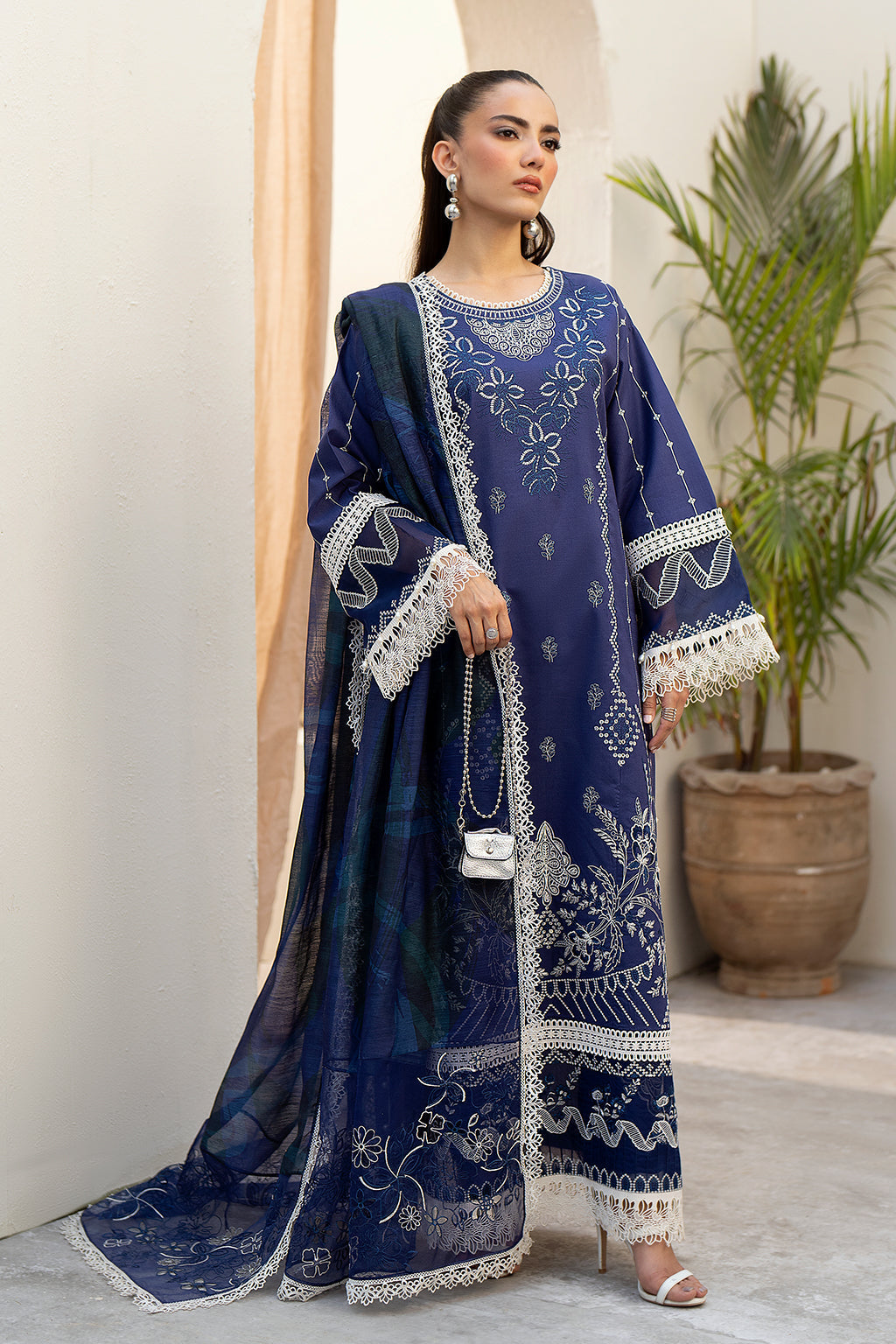 Saad Shaikh Unstitched 3 Piece Embroidered Lawn Suit SSK24E - TAWNY - Festive Collection - Brand Mafia by Zonash