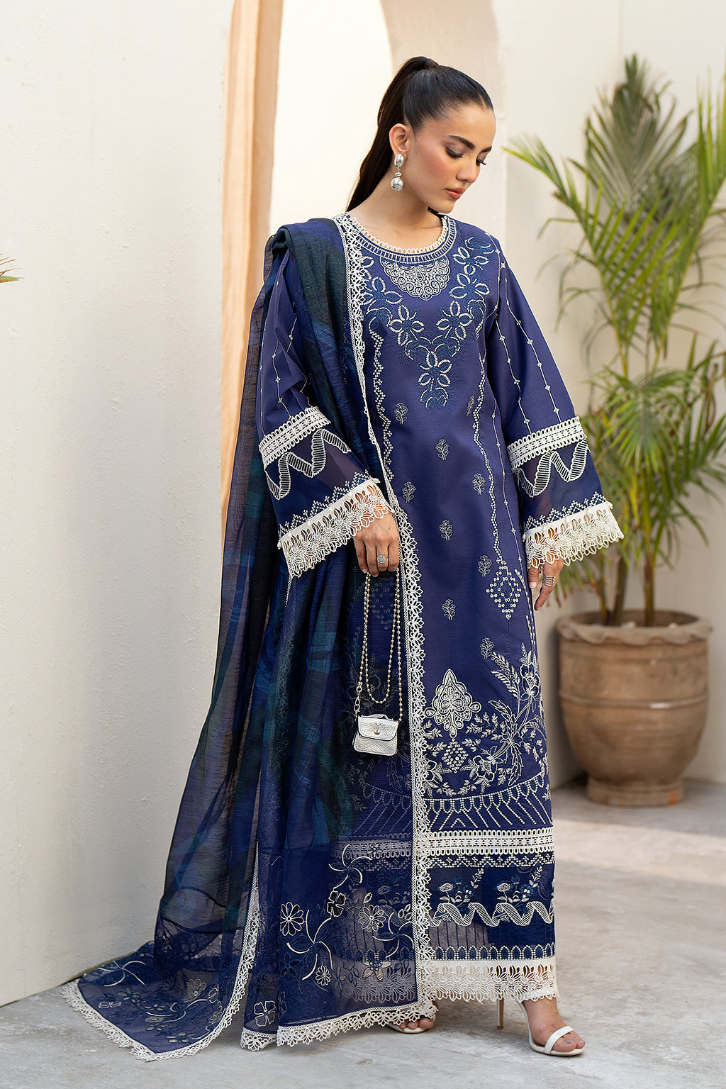 Saad Shaikh Unstitched 3 Piece Embroidered Lawn Suit SSK24E - TAWNY - Festive Collection - Brand Mafia by Zonash