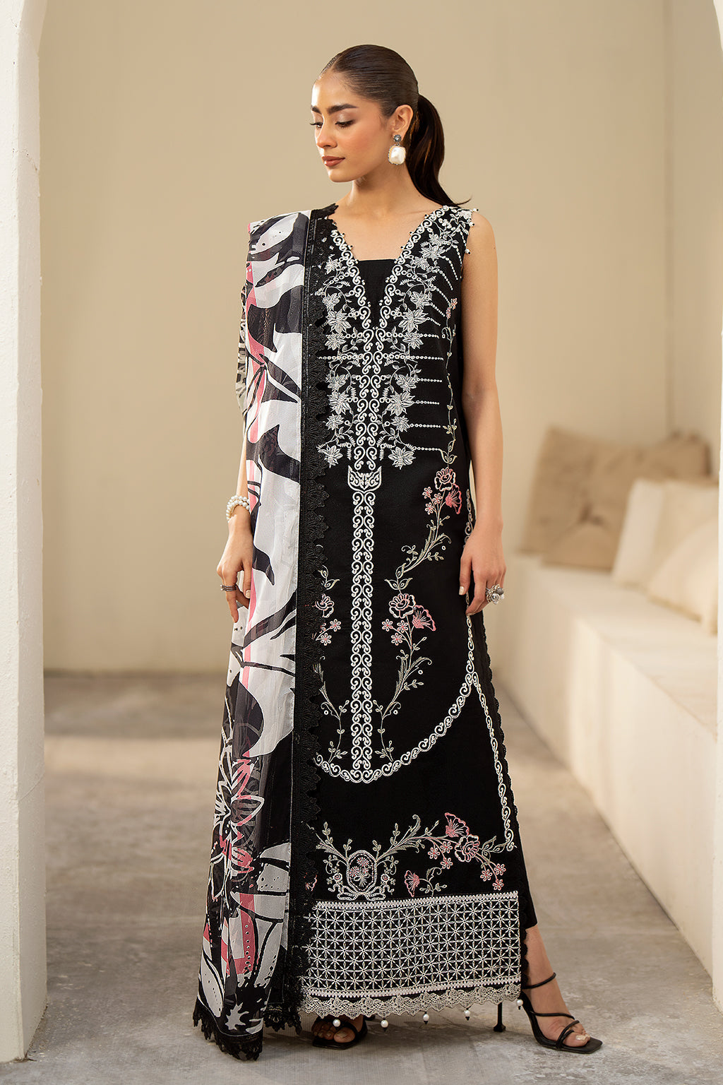 Saad Shaikh Unstitched 3 Piece Embroidered Lawn Suit SSK24E - SIYAAN - Festive Collection - Brand Mafia by Zonash